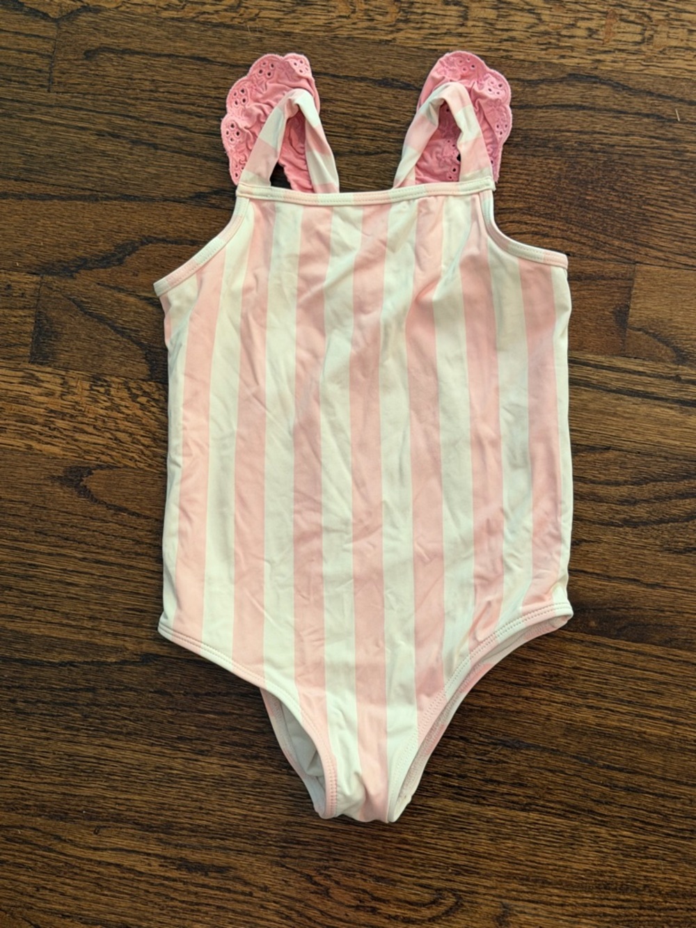 The Beaufort Bonnet Company Pink and White Striped Girls One-Piece Swimsuit